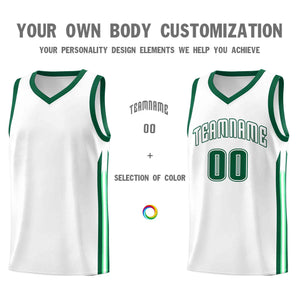 Custom White Green-Classic Tops Mesh Sport Basketball Jersey