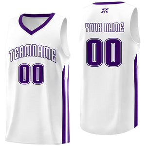 Maillot de basket-ball de sport en maille, personnalisé, blanc, violet, classique