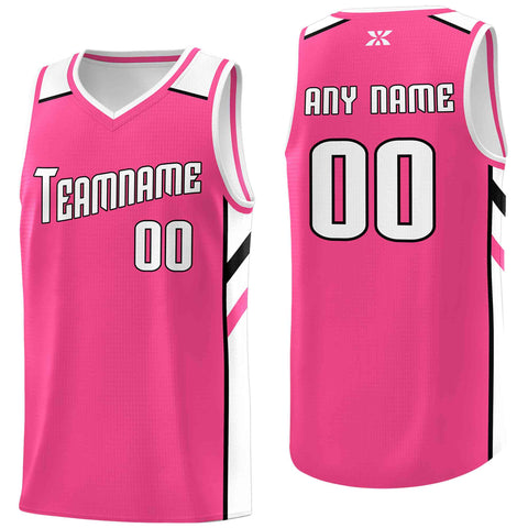 Custom Pink White-Black Classic Tops Style Mesh Sport Basketball Jersey