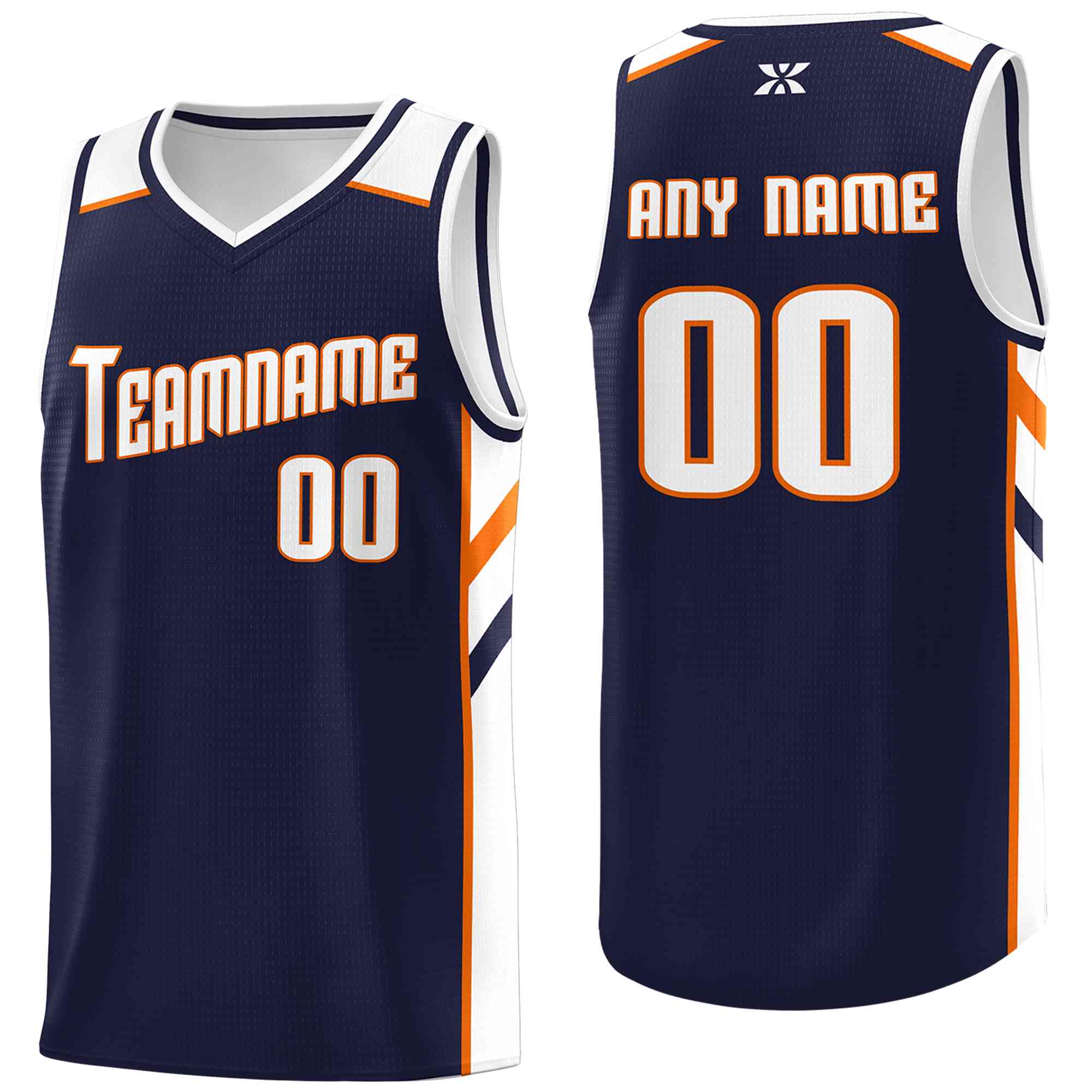 Custom Navy White-Orange Classic Tops Style Mesh Sport Basketball Jersey