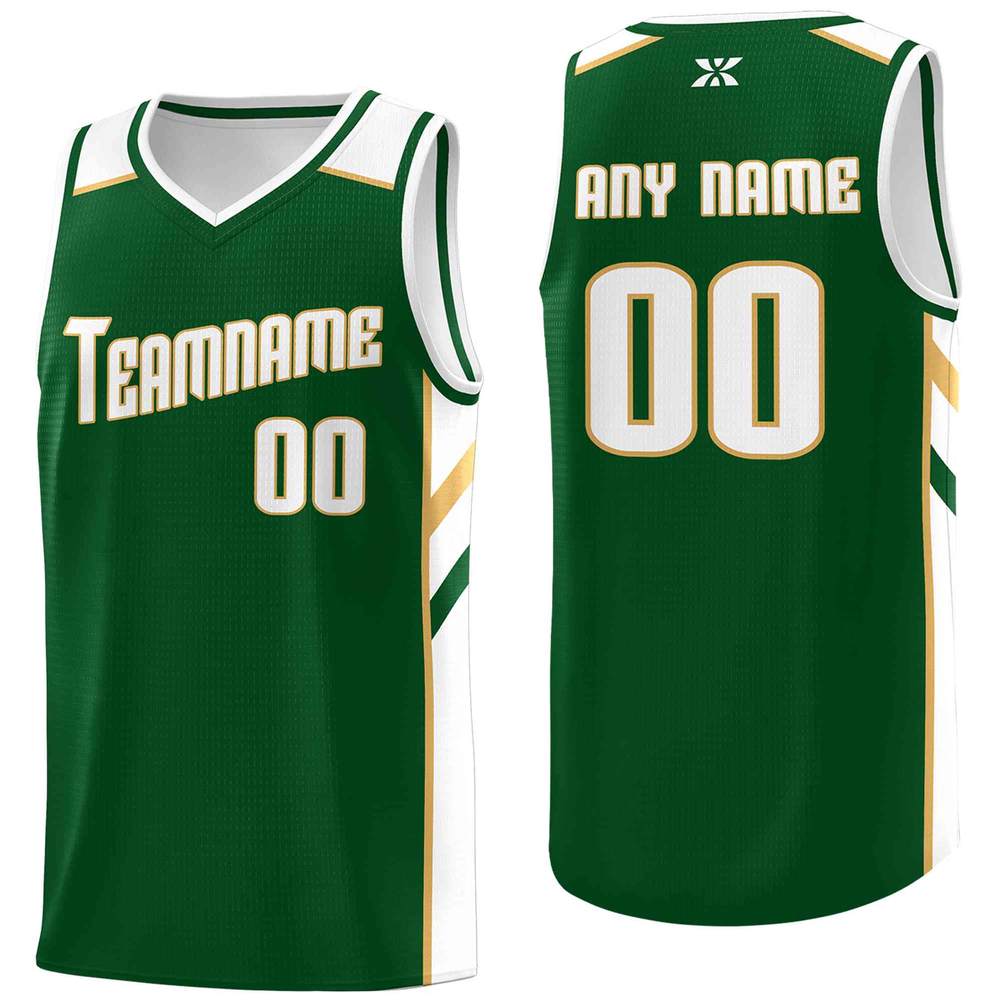 Custom Green White-Old Gold Classic Tops Style Mesh Sport Basketball Jersey