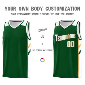 Custom Green White-Old Gold Classic Tops Style Mesh Sport Basketball Jersey