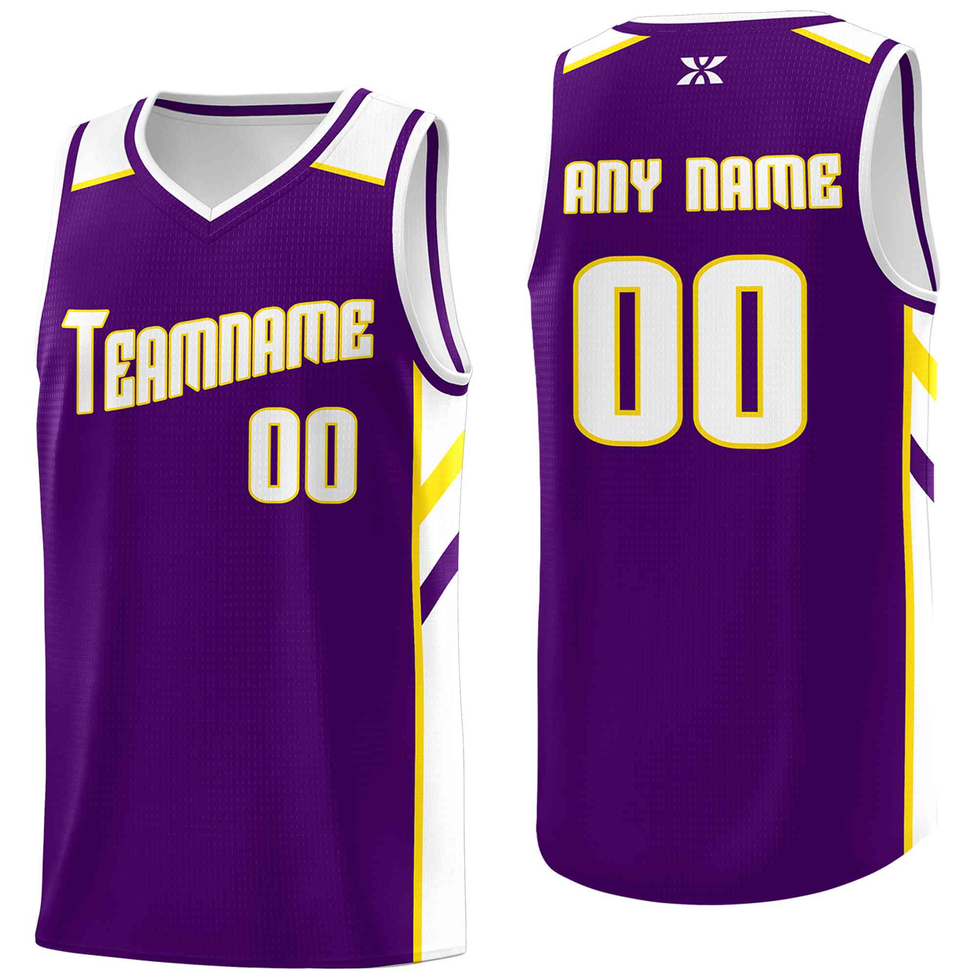 Custom Purple White-Yellow Classic Tops Style Mesh Sport Basketball Jersey