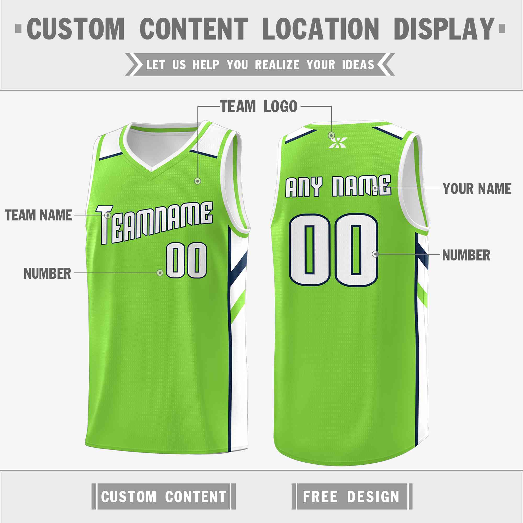 Custom Neon Green White-Navy Classic Tops Style Mesh Sport Basketball Jersey