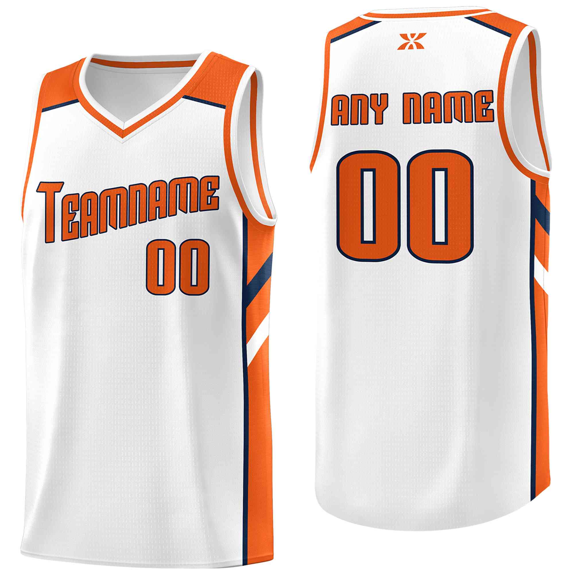 Custom White Orange-Navy Classic Tops Style Mesh Sport Basketball Jersey