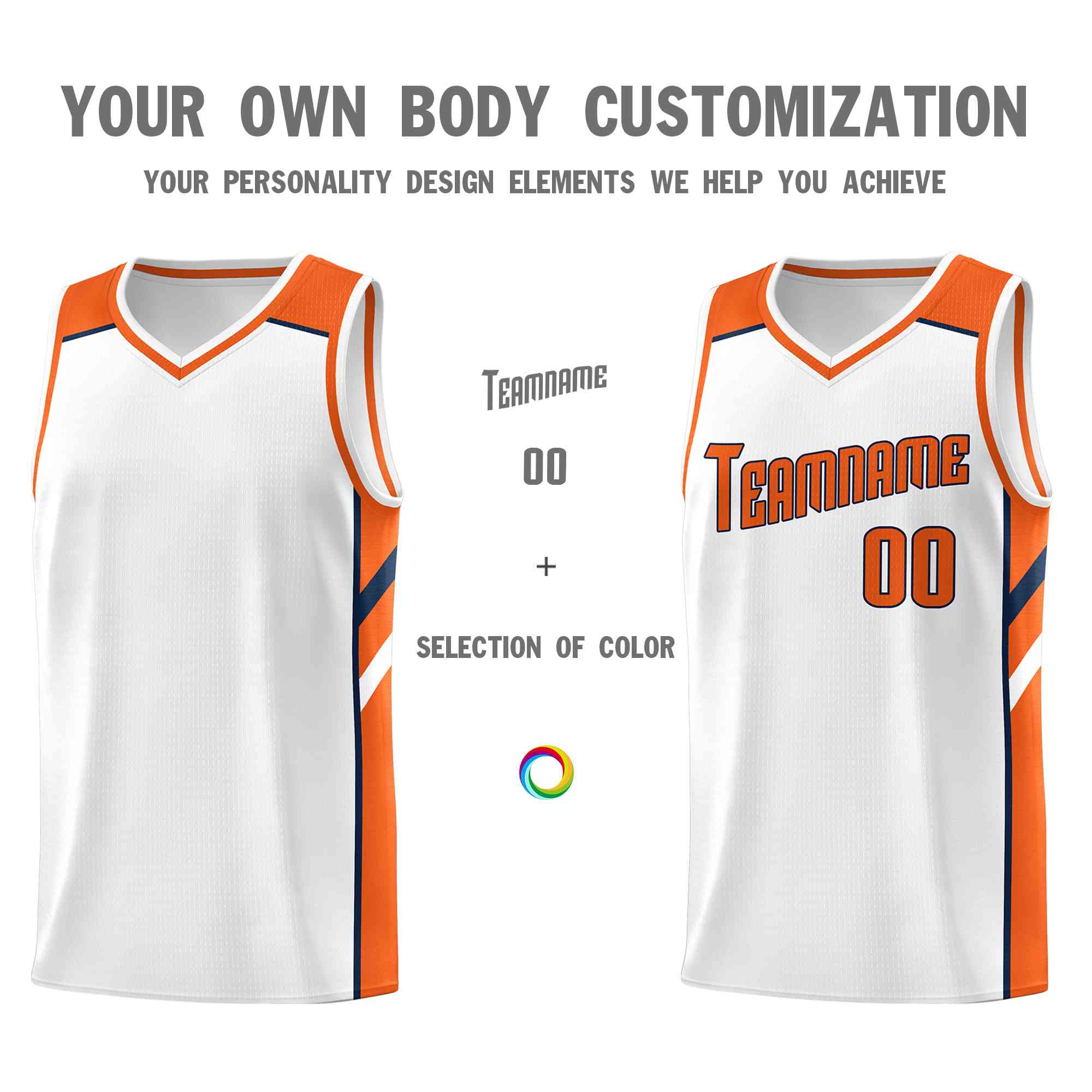 Custom White Orange-Navy Classic Tops Style Mesh Sport Basketball Jersey