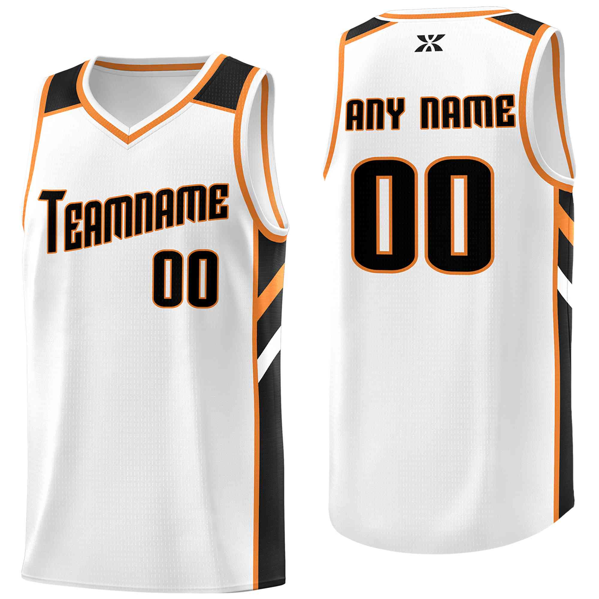 Custom White Black-Orange Classic Tops Style Mesh Sport Basketball Jersey