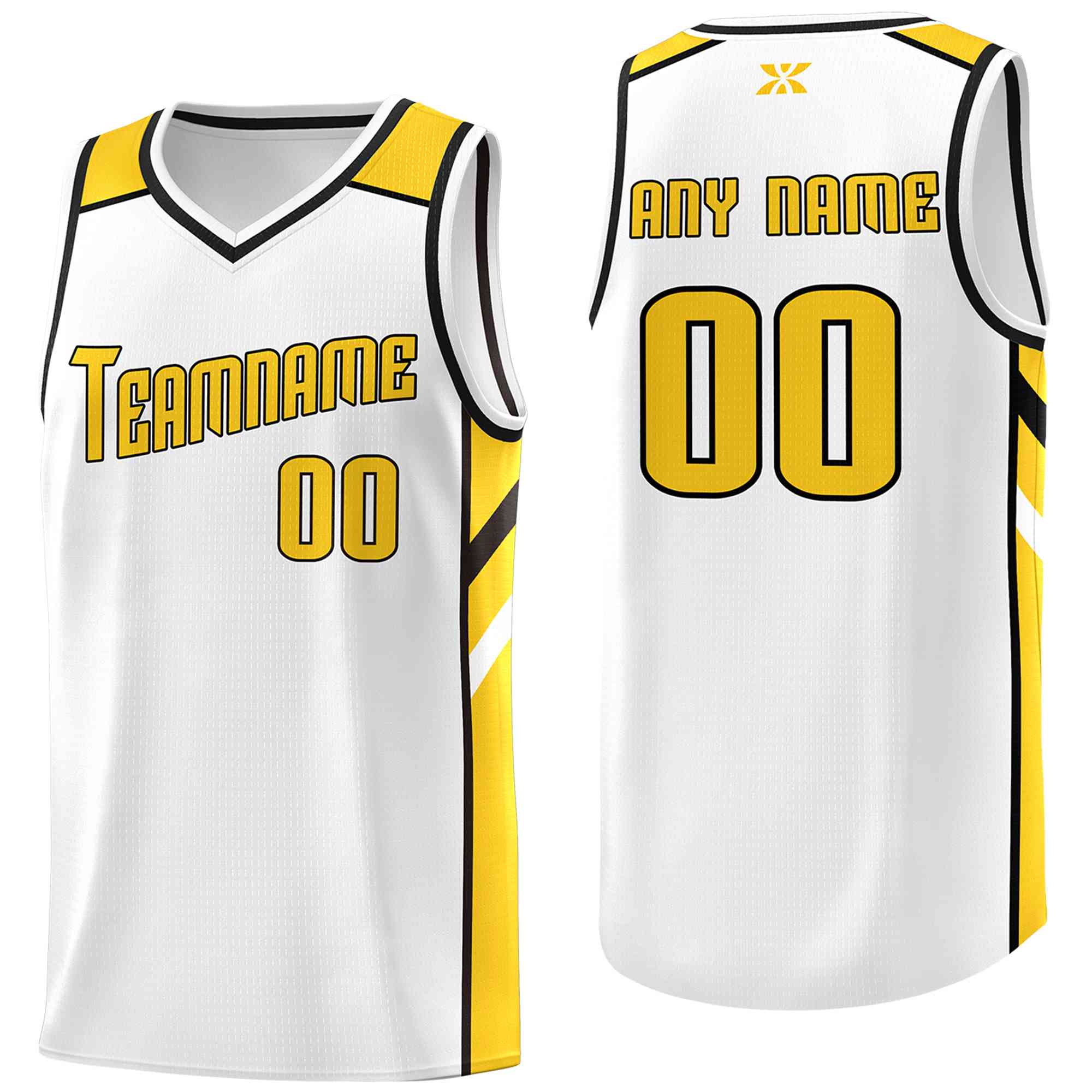 Custom White Yellow-Black Classic Tops Style Mesh Sport Basketball Jersey