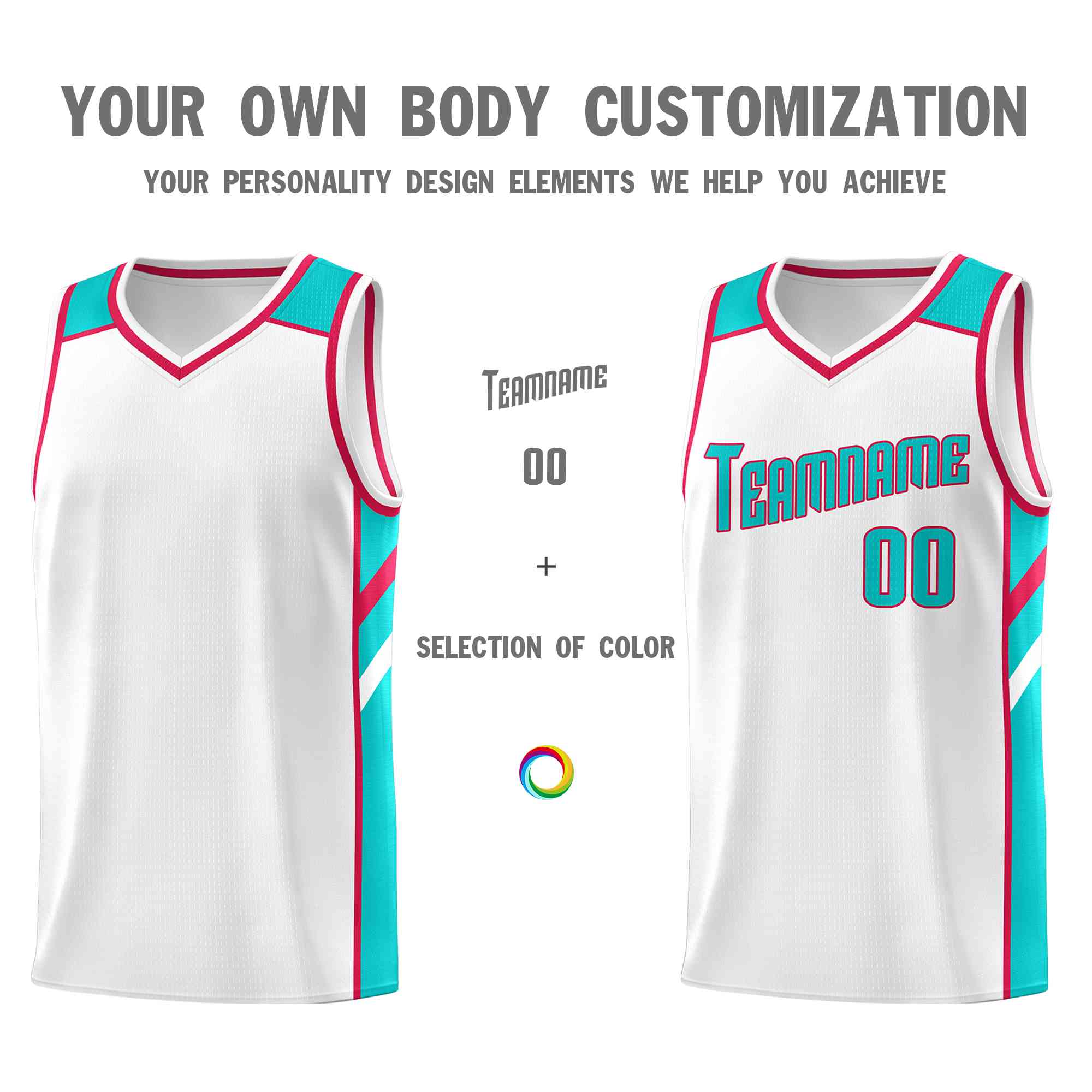 Custom White Aqua-Red Classic Tops Style Mesh Sport Basketball Jersey