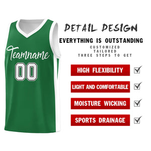 Custom Green White Classic Tops Sports Personalized Basketball Jersey