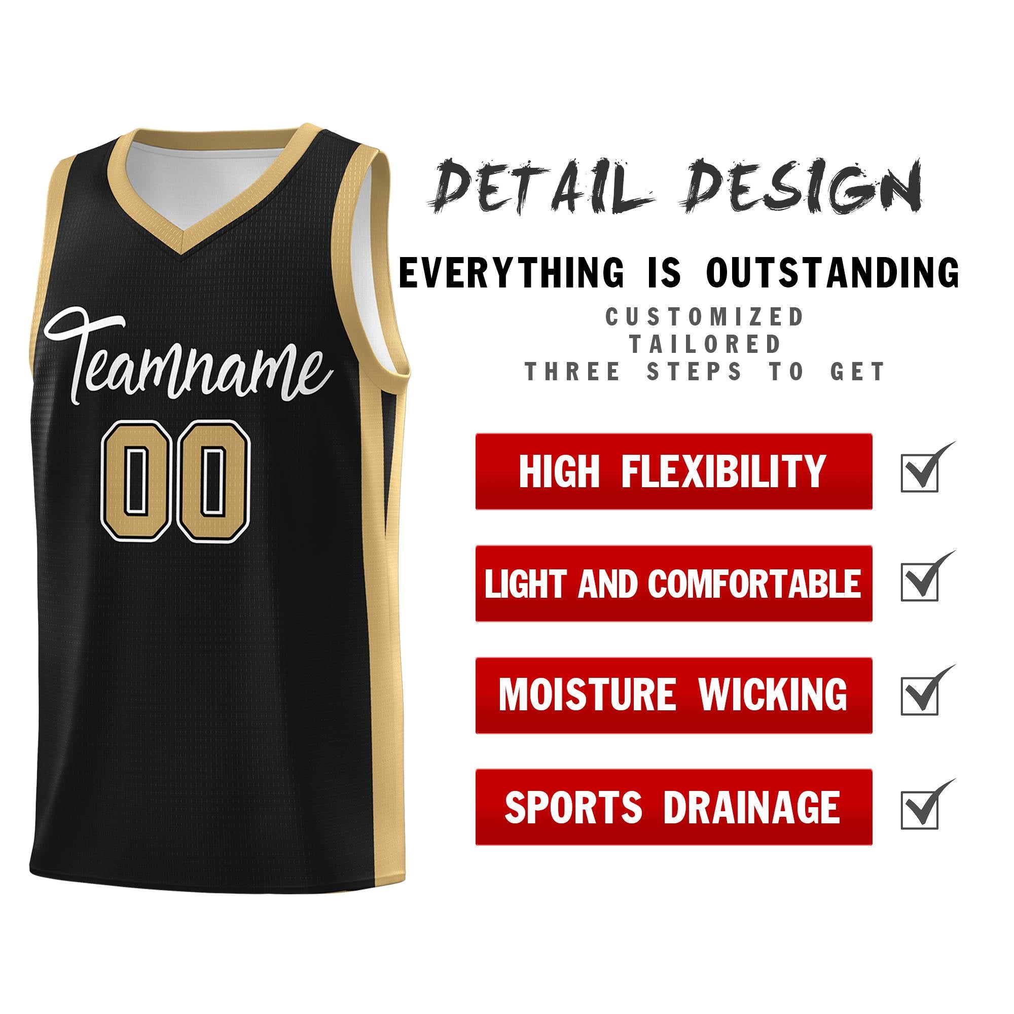 Custom Black White Classic Tops Outdoor Personalized Basketball Jersey