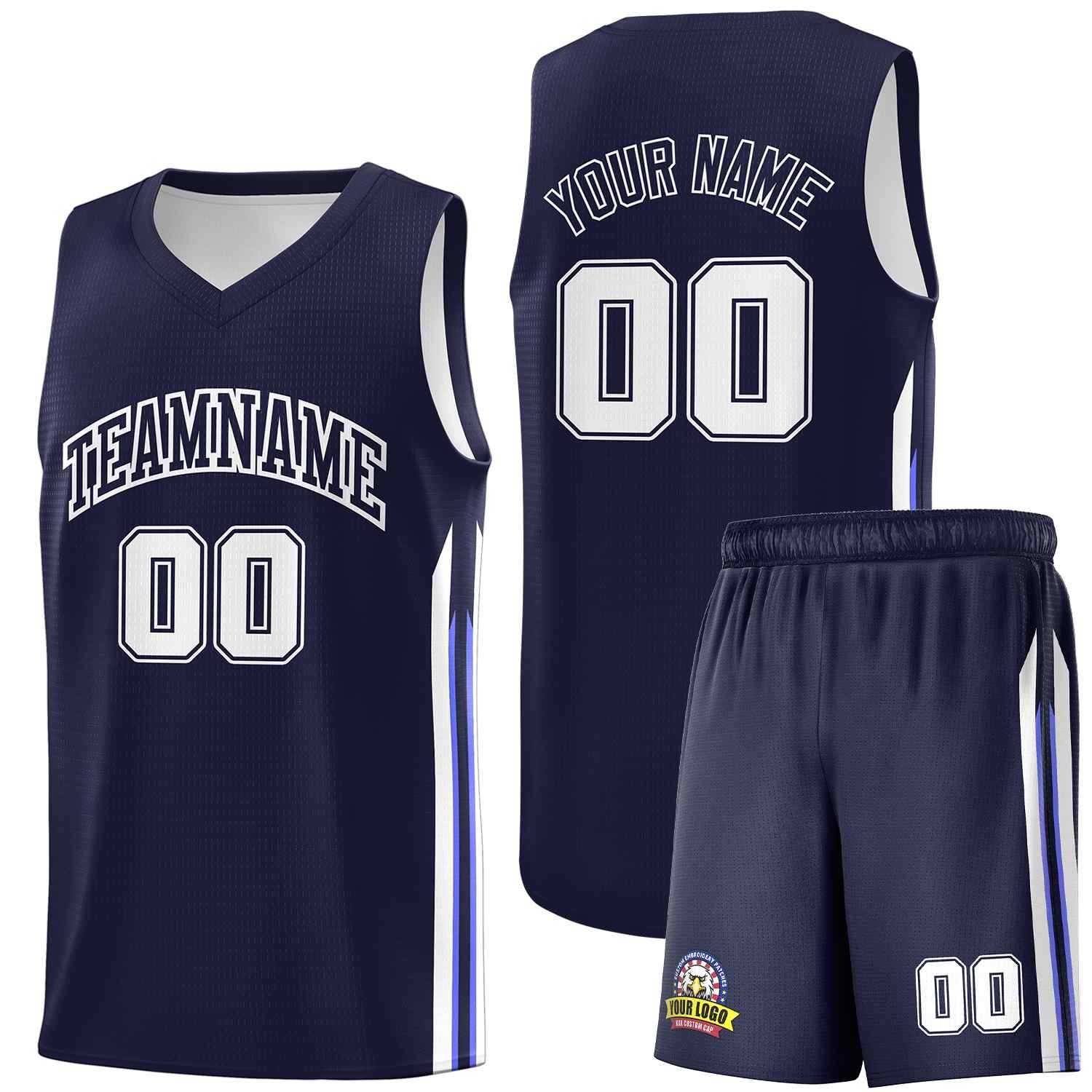 Custom Navy White Classic Sets Sports Uniform Basketball Jersey