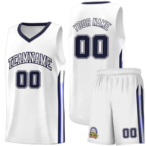 Custom White Navy Classic Sets Sports Uniform Basketball Jersey