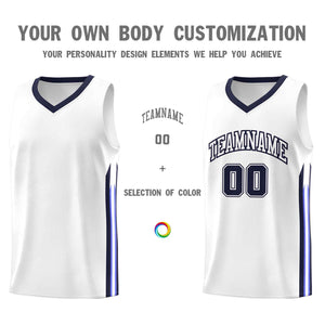 Custom White Navy Classic Sets Sports Uniform Basketball Jersey