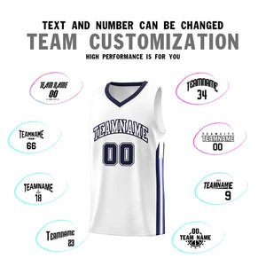 Custom White Navy Classic Sets Sports Uniform Basketball Jersey