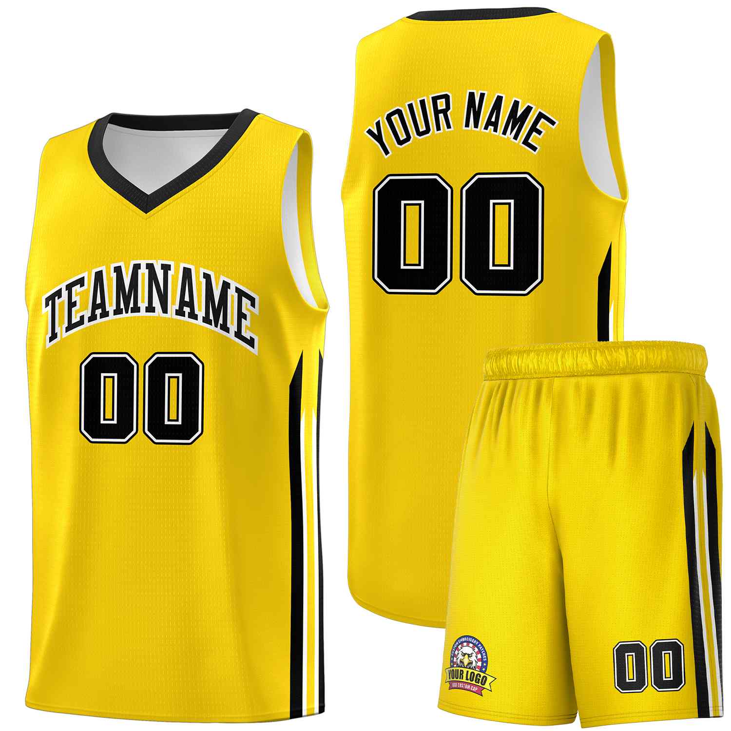 Ensembles classiques jaunes, noirs et blancs personnalisés, uniforme de sport, maillot de basket-ball