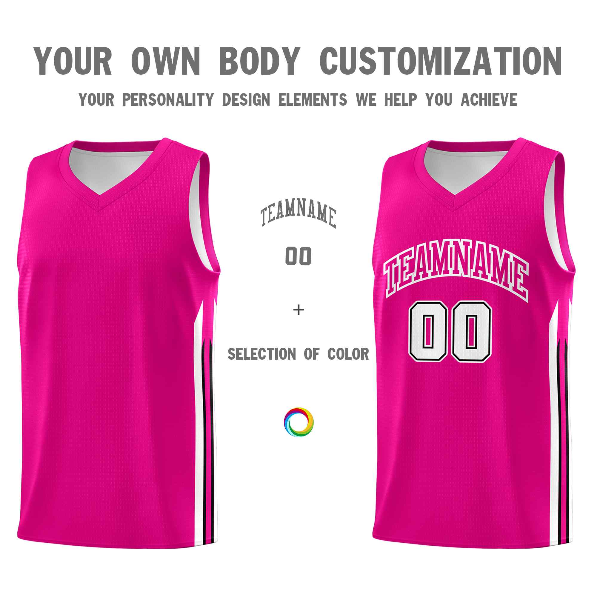 Custom Pink White Classic Sets Sports Uniform Basketball Jersey