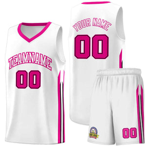 Custom White Pink Classic Sets Sports Uniform Basketball Jersey