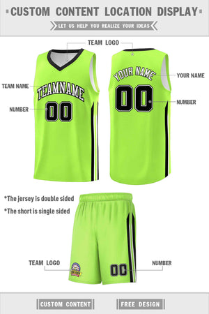 Custom Neon Green White-Black Classic Sets Sports Uniform Basketball Jersey