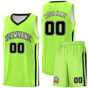 Custom Neon Green White-Black Classic Sets Sports Uniform Basketball Jersey