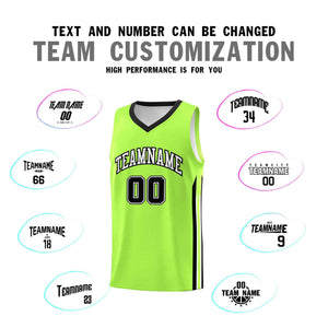 Custom Neon Green White-Black Classic Sets Sports Uniform Basketball Jersey