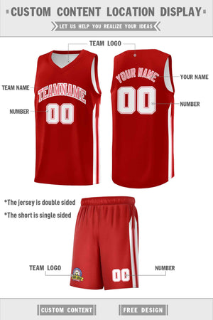 Custom Red Pink-White Classic Sets Sports Uniform Basketball Jersey