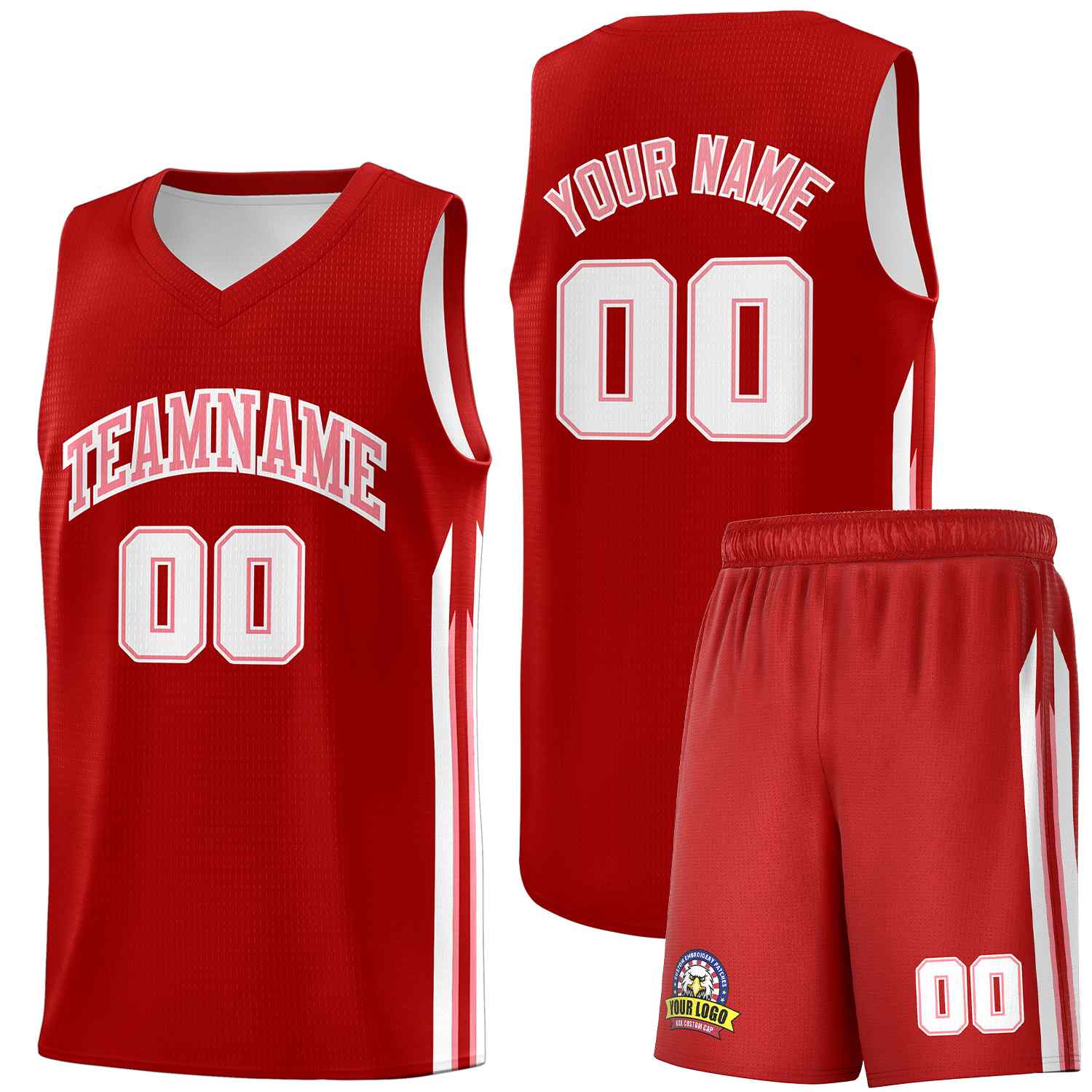 Ensembles classiques personnalisés rouge rose-blanc, maillot de basket-ball uniforme de sport