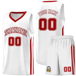 Custom White Red Classic Sets Sports Uniform Basketball Jersey