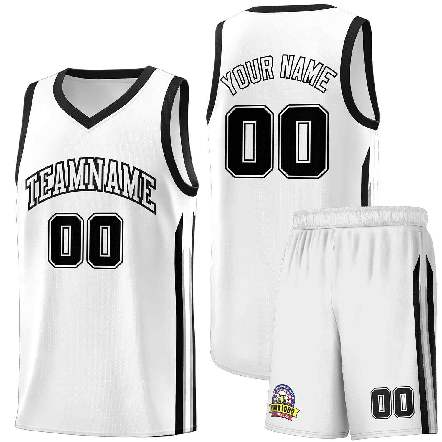 Ensembles classiques noirs et blancs personnalisés, maillot de basket-ball uniforme de sport