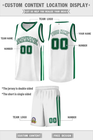 Le classique vert blanc personnalisé définit le maillot de basket-ball uniforme de sport