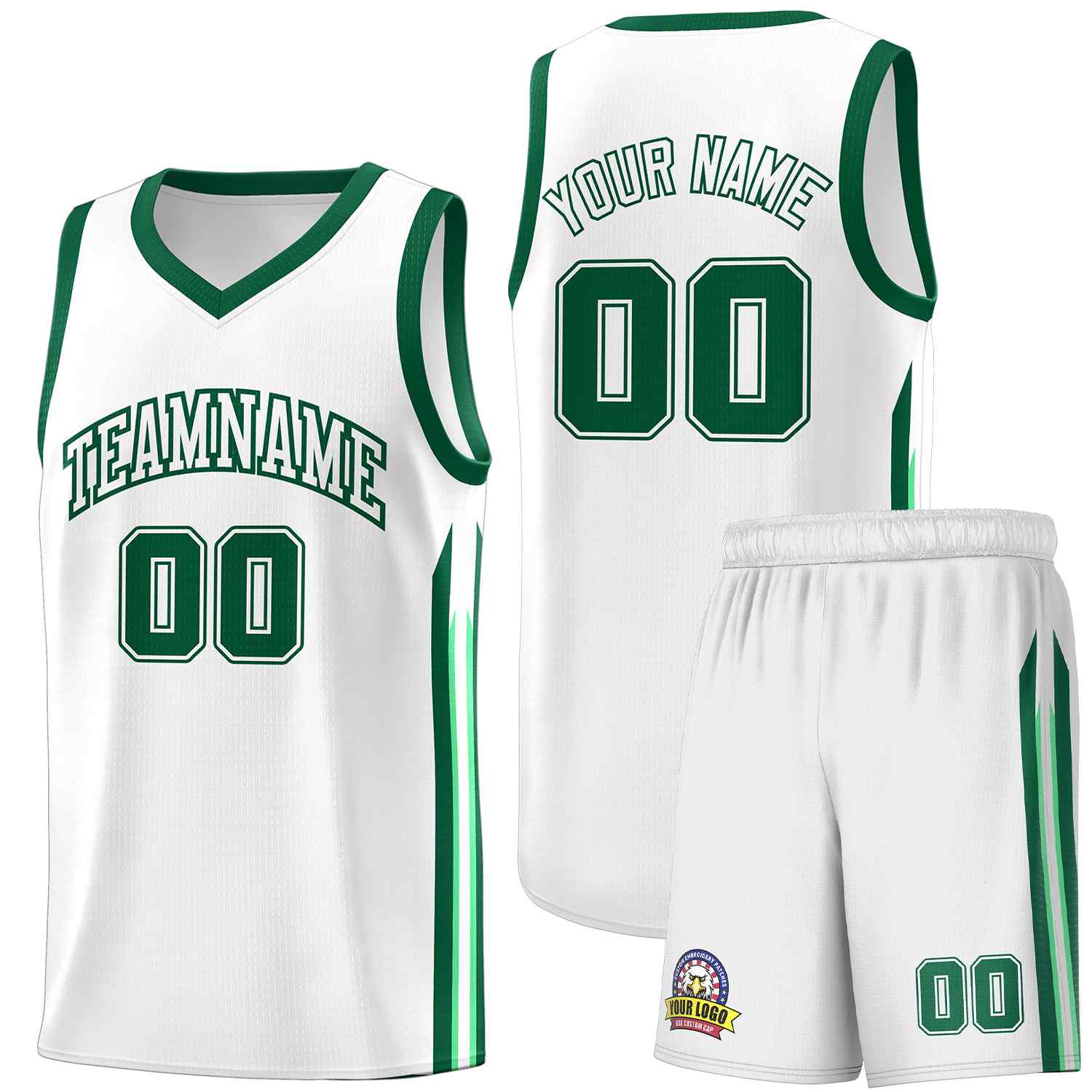 Le classique vert blanc personnalisé définit le maillot de basket-ball uniforme de sport