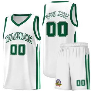 Custom White Green Classic Sets Sports Uniform Basketball Jersey