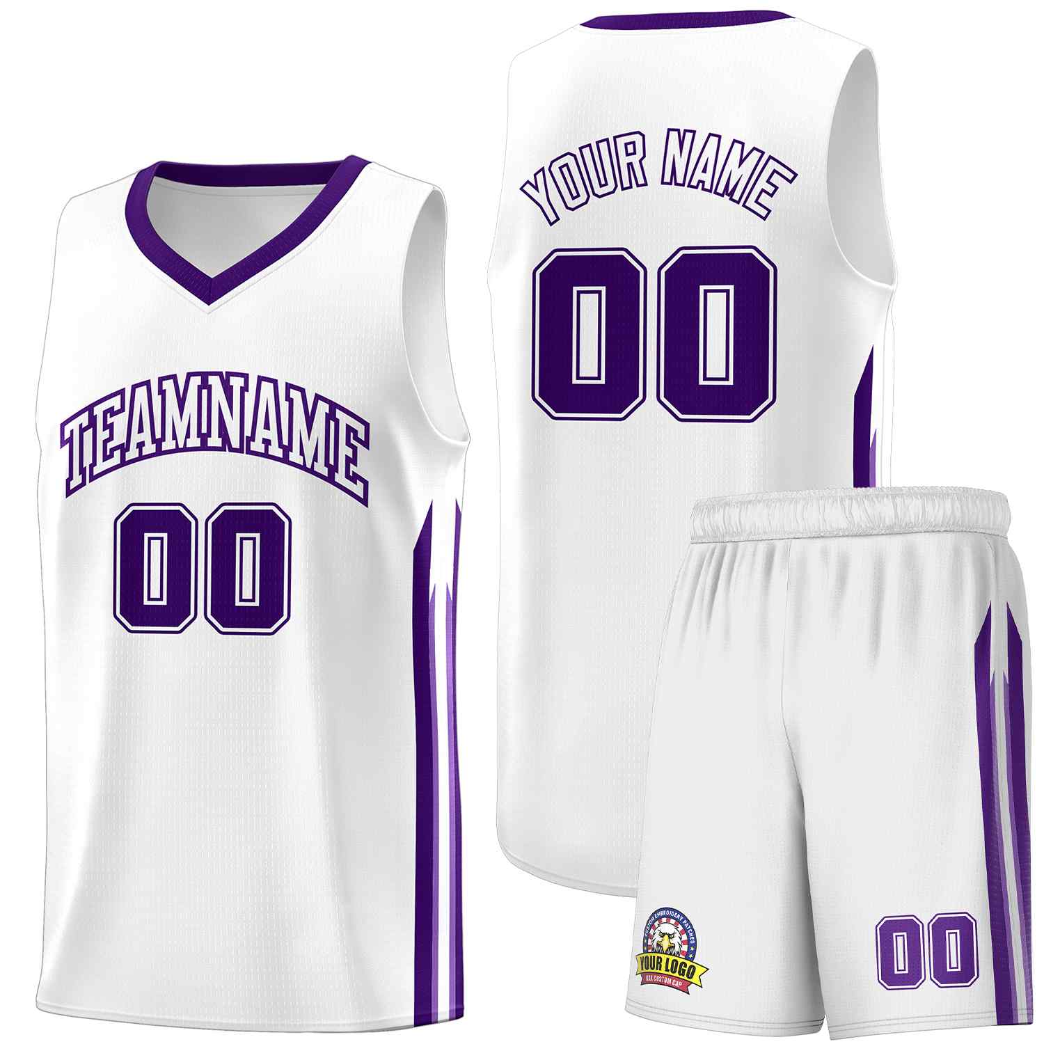 Le classique violet blanc personnalisé définit le maillot de basket-ball uniforme de sport