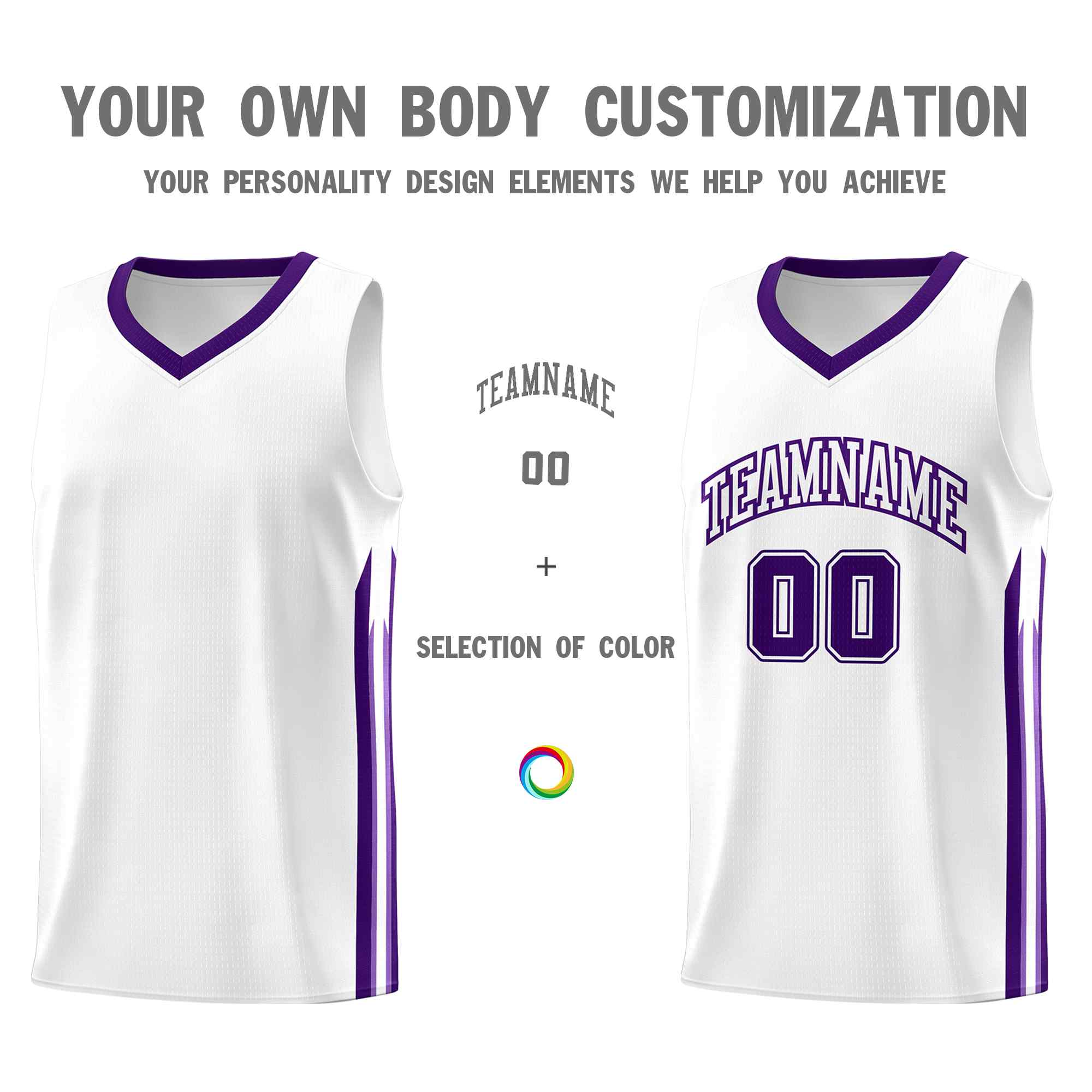 Le classique violet blanc personnalisé définit le maillot de basket-ball uniforme de sport