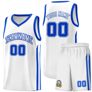 Le classique royal blanc fait sur commande place le maillot de basket-ball uniforme de sport