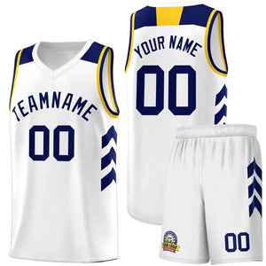 Le classique blanc personnalisé de la marine définit le maillot de basket-ball uniforme de sport