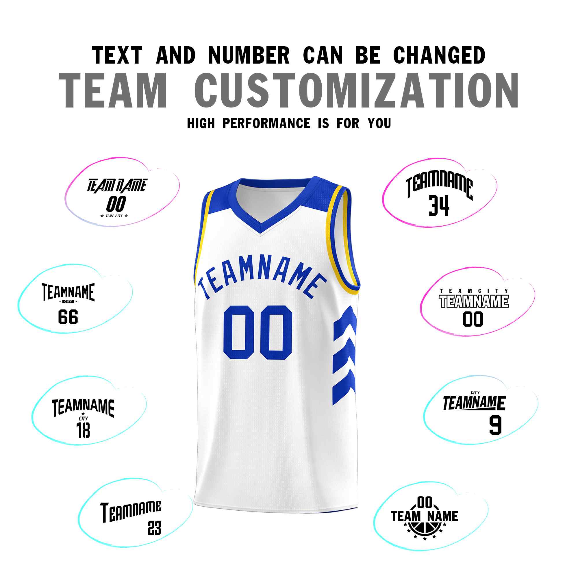 Custom White Royal Classic Sets Sports Uniform Basketball Jersey