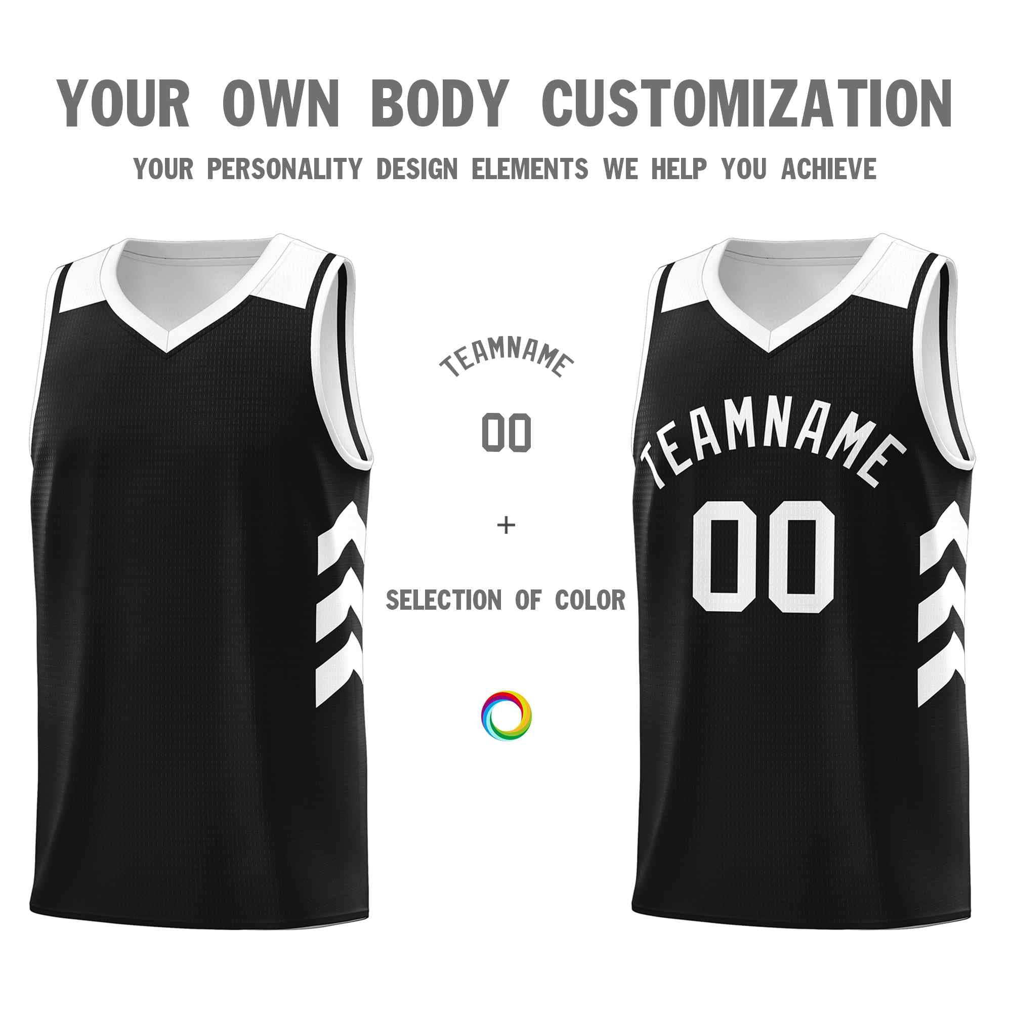 Custom Black White Classic Sets Sports Uniform Basketball Jersey