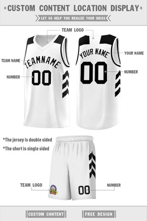 Ensembles classiques noirs et blancs personnalisés, maillot de basket-ball uniforme de sport