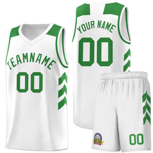 Le classique vert blanc personnalisé définit le maillot de basket-ball uniforme de sport