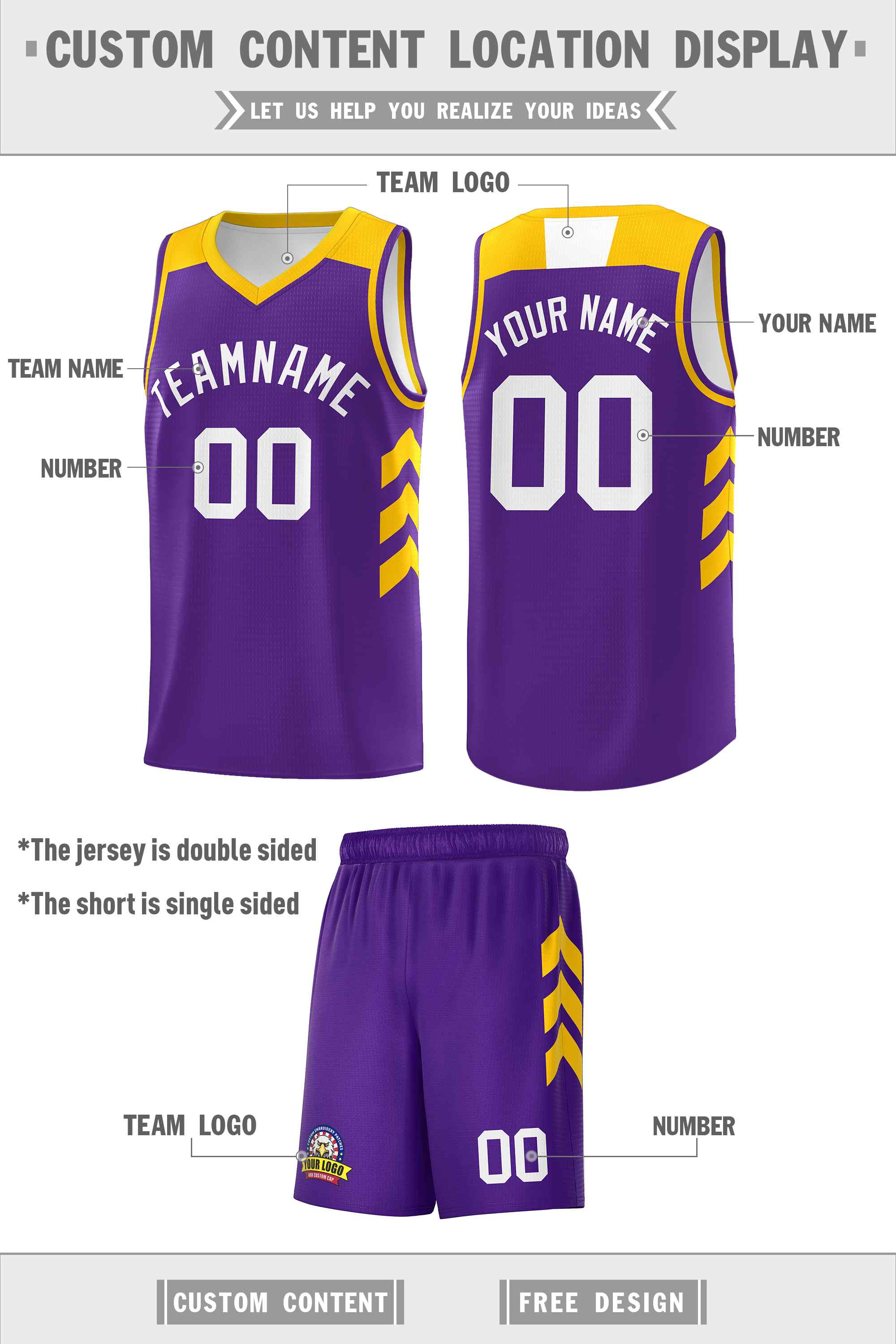 Ensembles classiques violets et blancs personnalisés, maillot de basket-ball uniforme de sport