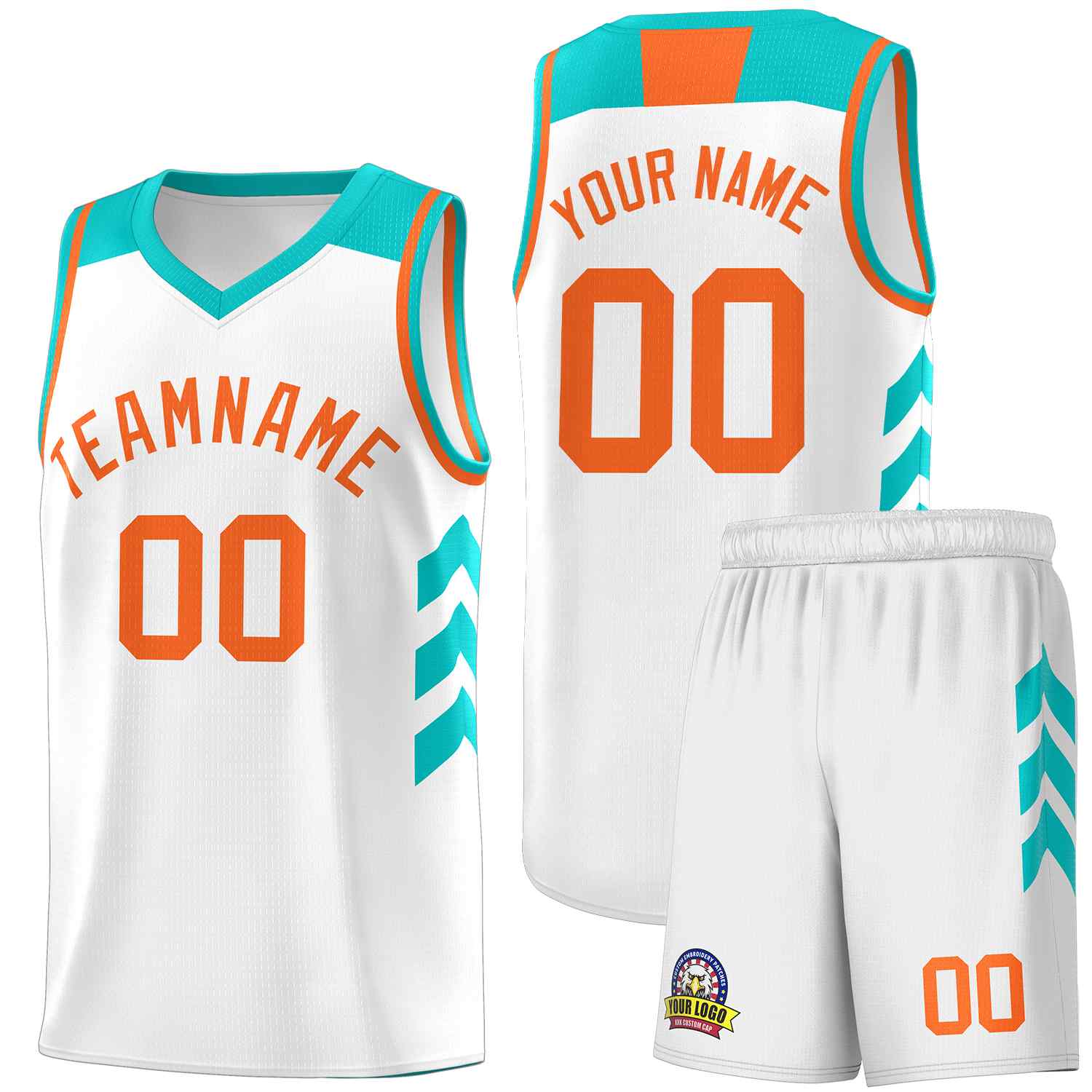 Le classique orange blanc fait sur commande place le maillot uniforme de basket-ball de sports