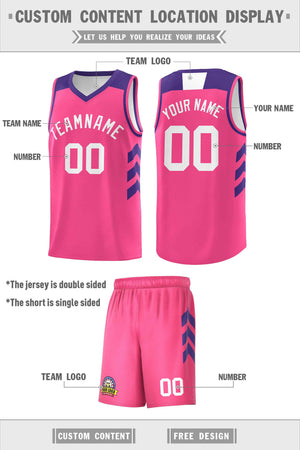 Custom Pink White Classic Sets Sports Uniform Basketball Jersey