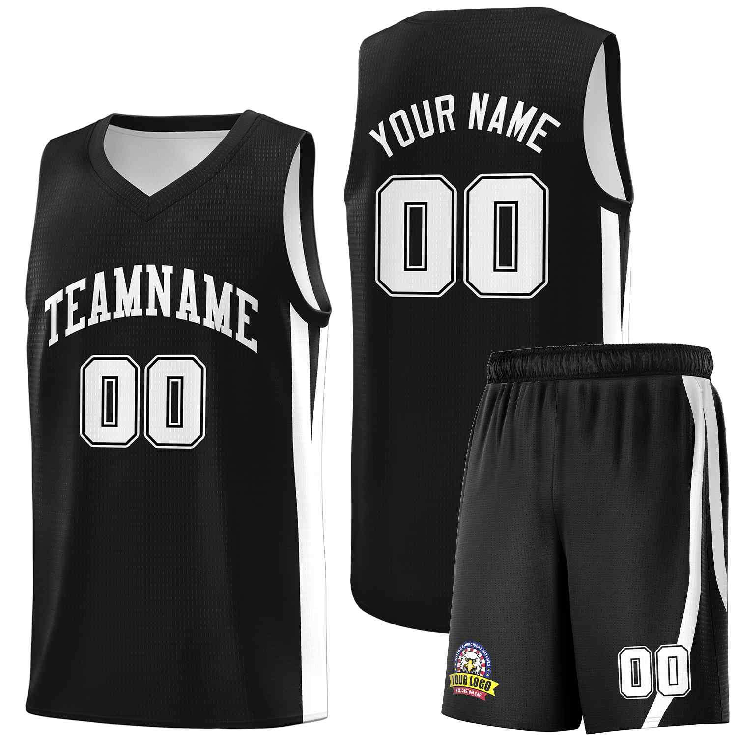 Ensembles classiques noirs et blancs personnalisés, maillot de basket-ball uniforme de sport