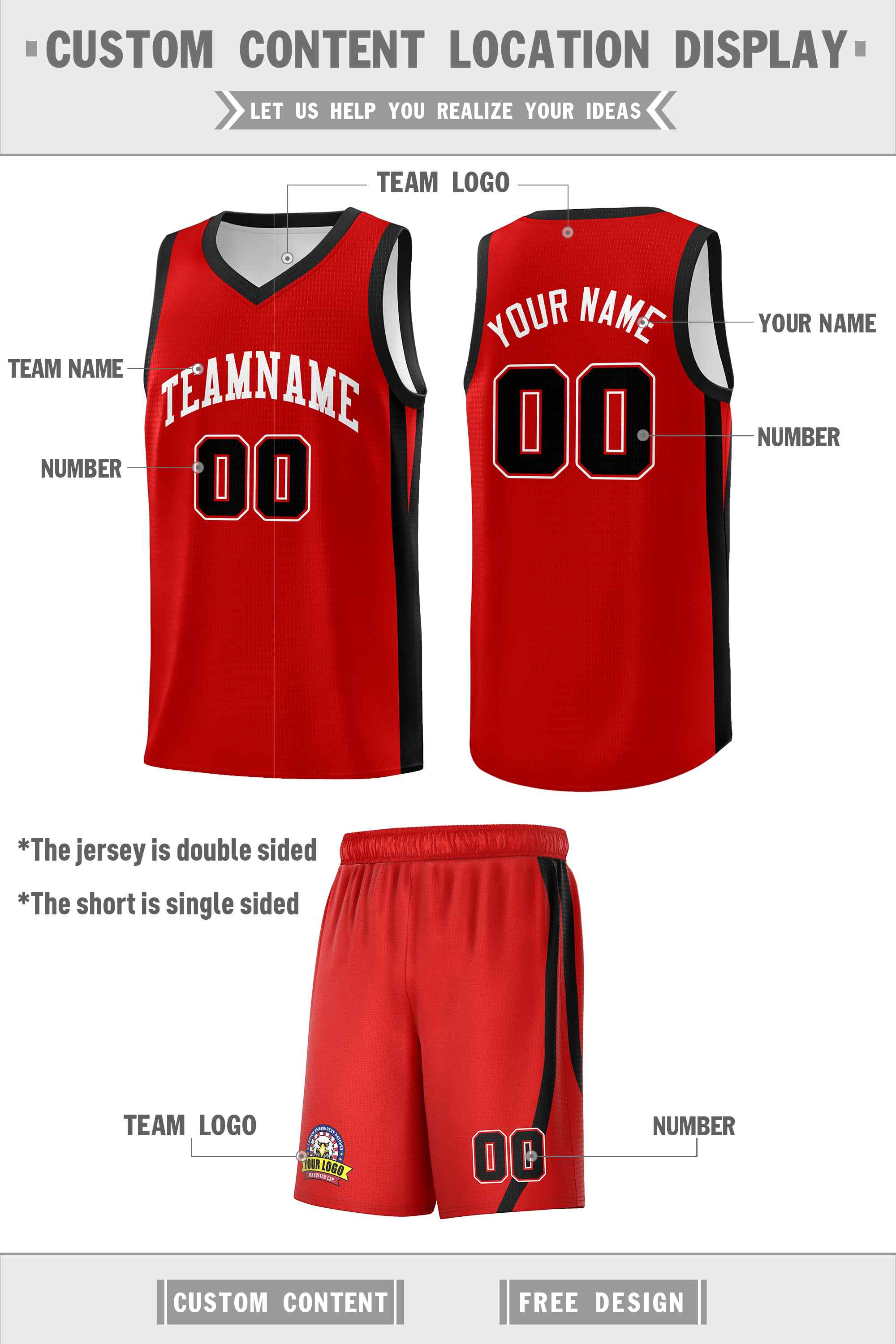 Custom Red White Classic Sets Sports Uniform Basketball Jersey