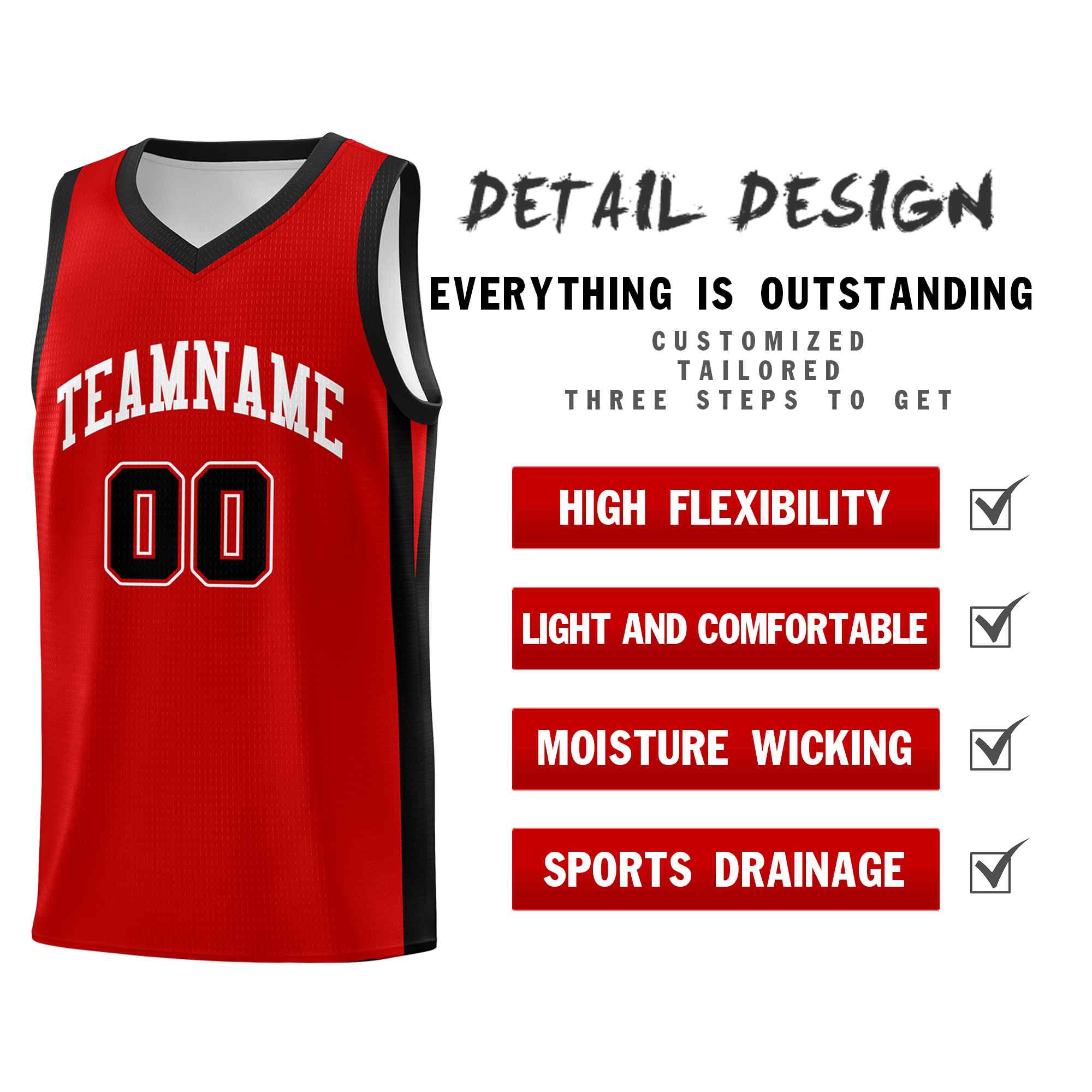 Custom Red White Classic Sets Sports Uniform Basketball Jersey