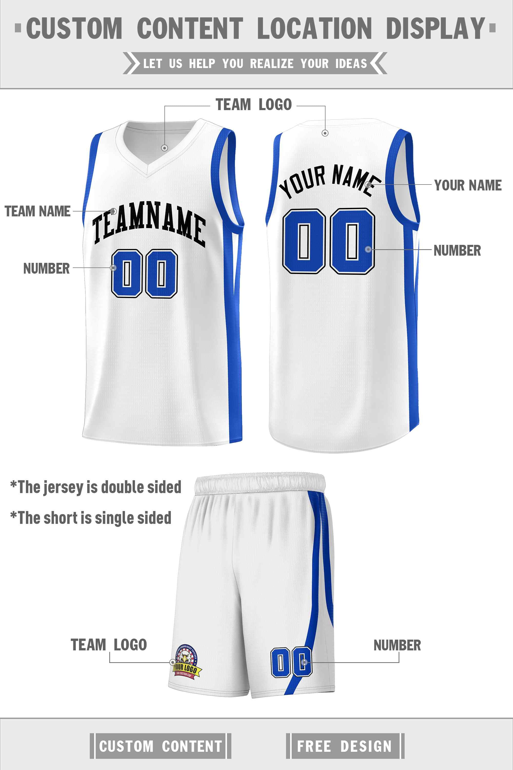 Custom White Black Classic Sets Sports Uniform Basketball Jersey