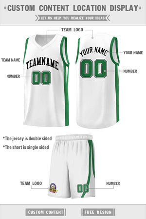 Le classique vert blanc personnalisé définit le maillot de basket-ball uniforme de sport