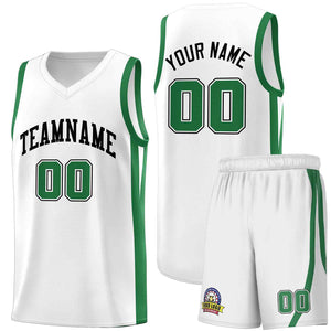 Le classique vert blanc personnalisé définit le maillot de basket-ball uniforme de sport