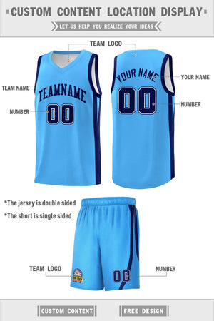 Custom Light Blue Navy Classic Sets Sports Uniform Basketball Jersey